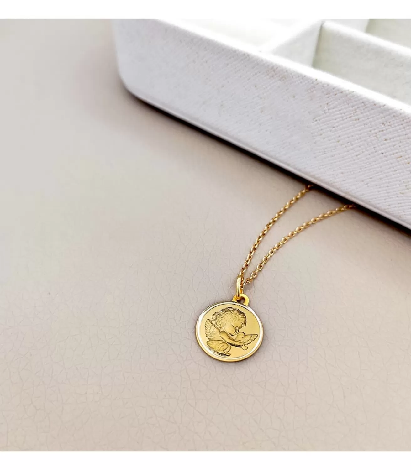 Medalla Ángel Y Pajaro Oro Amarillo 18K 14Mm Bisel<Alda Joyeros Hot