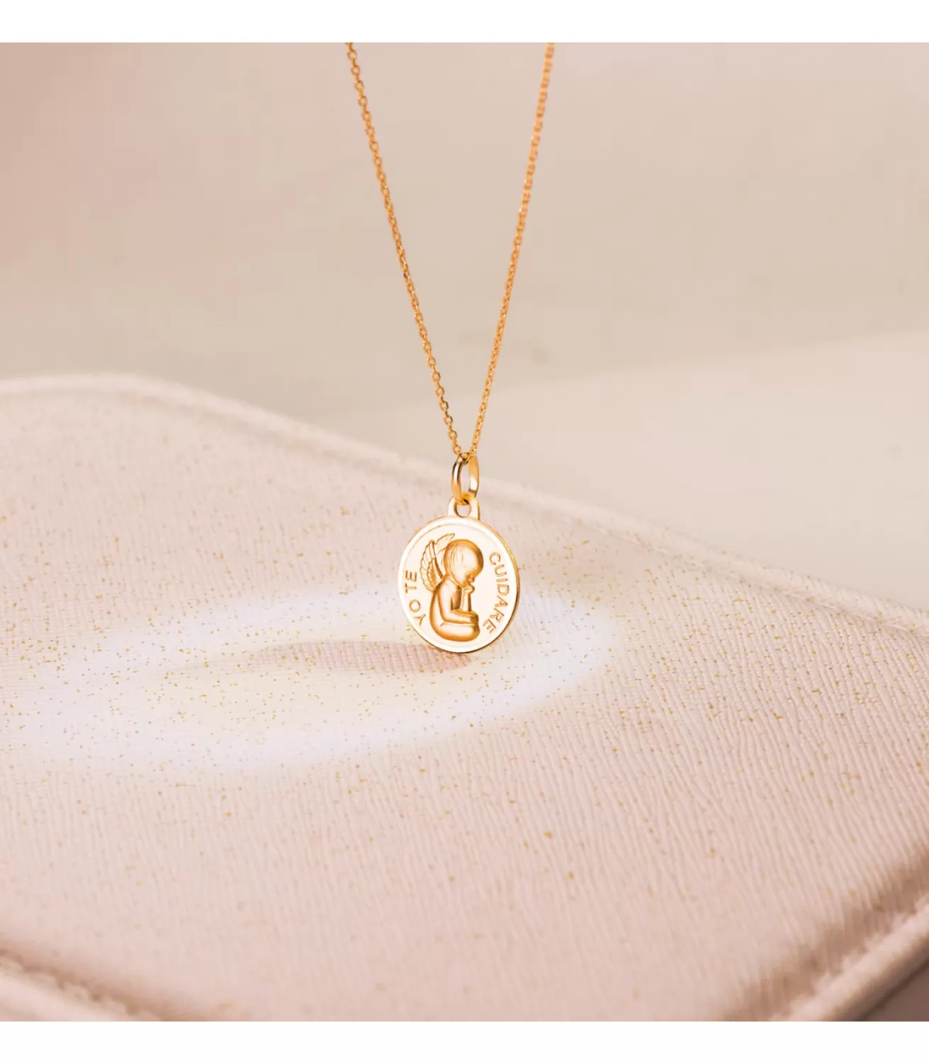 Medalla Ángel Yo Te Cuidare 18K 14Mm Bisel<Alda Joyeros Flash Sale