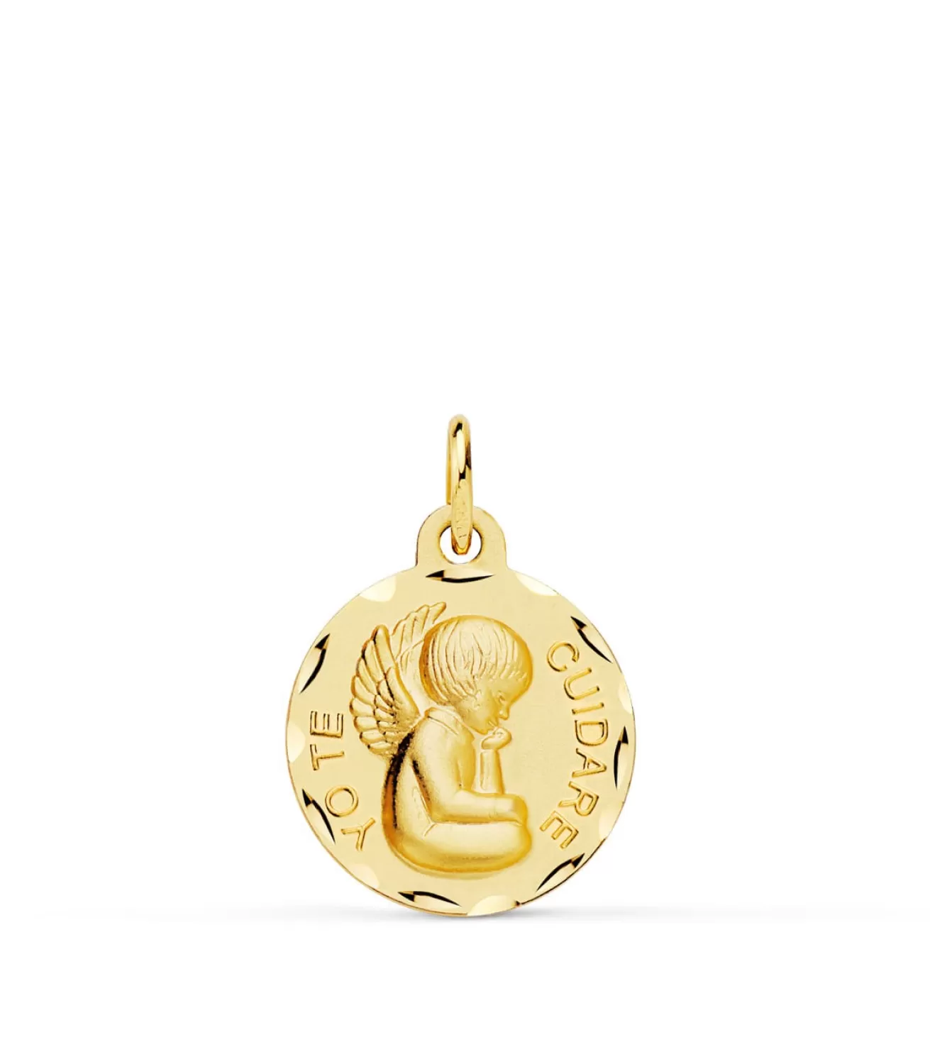Medalla Ángel Yo Te Cuidare 18K 16Mm Tallada<Alda Joyeros Store