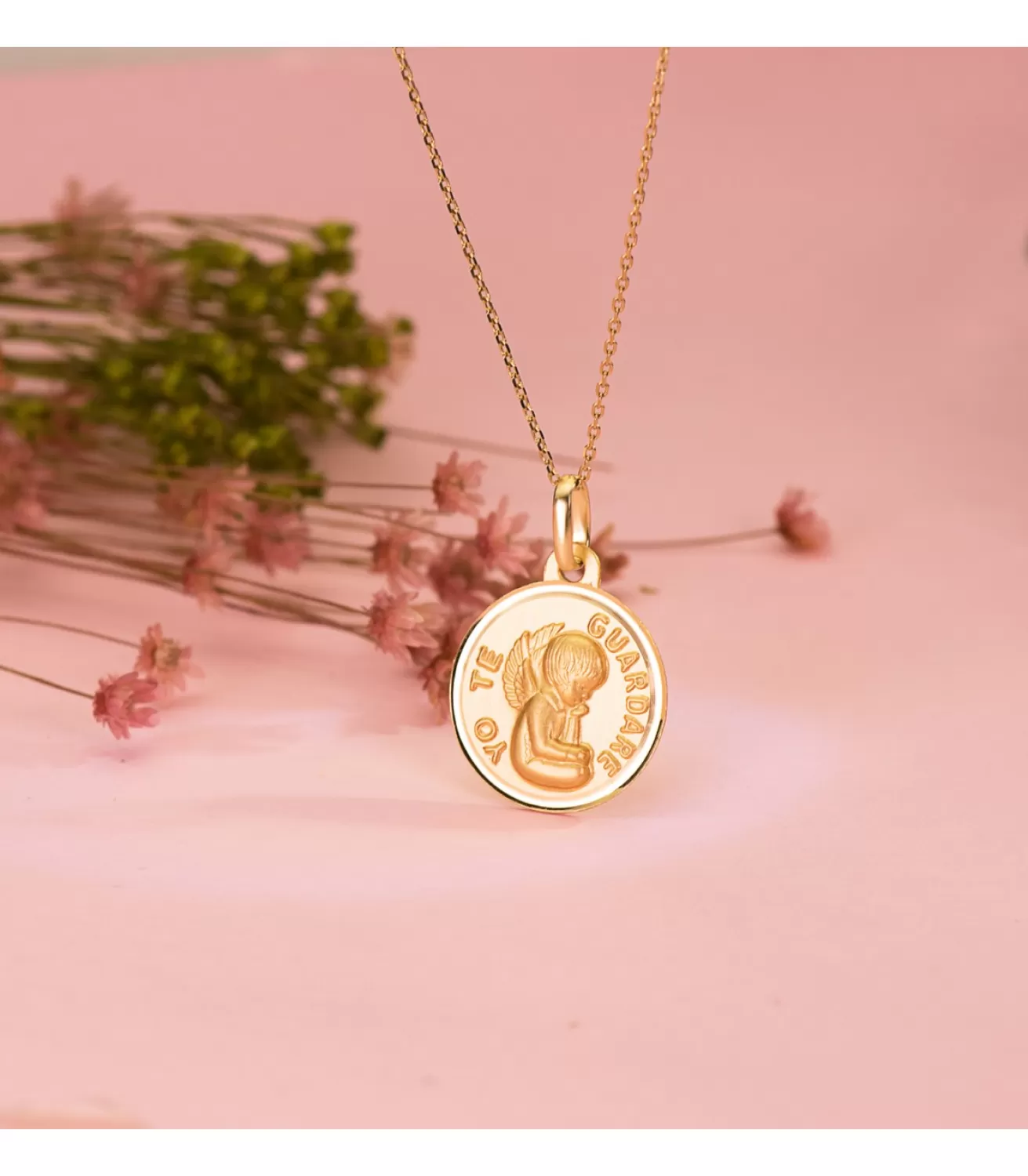 Medalla Ángel "Yo Te Guardare" Oro 18K Bisel 16Mm<Alda Joyeros Discount