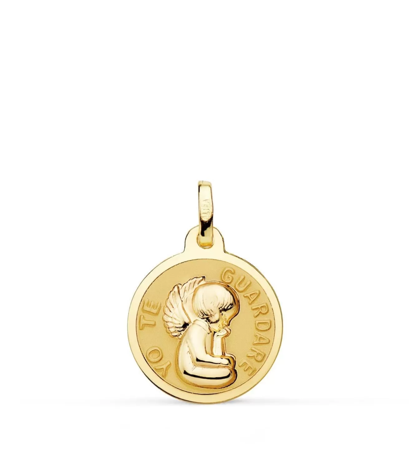 Medalla Ángel "Yo Te Guardare" Oro 18K Brillo 16Mm<Alda Joyeros Hot