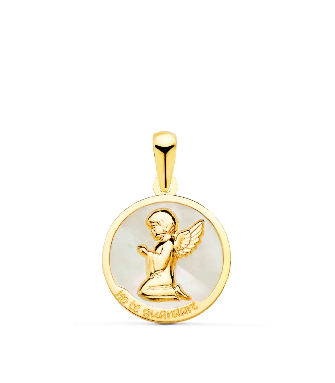 Medalla Ángel "Yo Te Guardare" Oro 18K Nacar<Alda Joyeros Cheap
