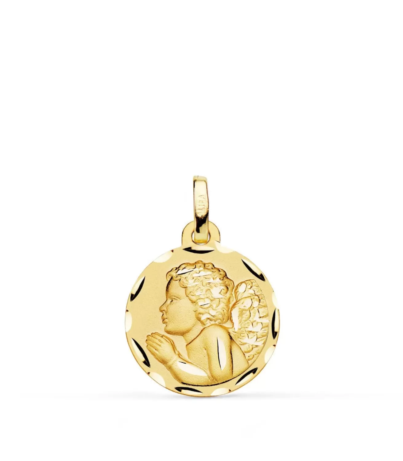Medalla Ángelito Rezando Oro 18K 16Mm Tallada<Alda Joyeros Flash Sale