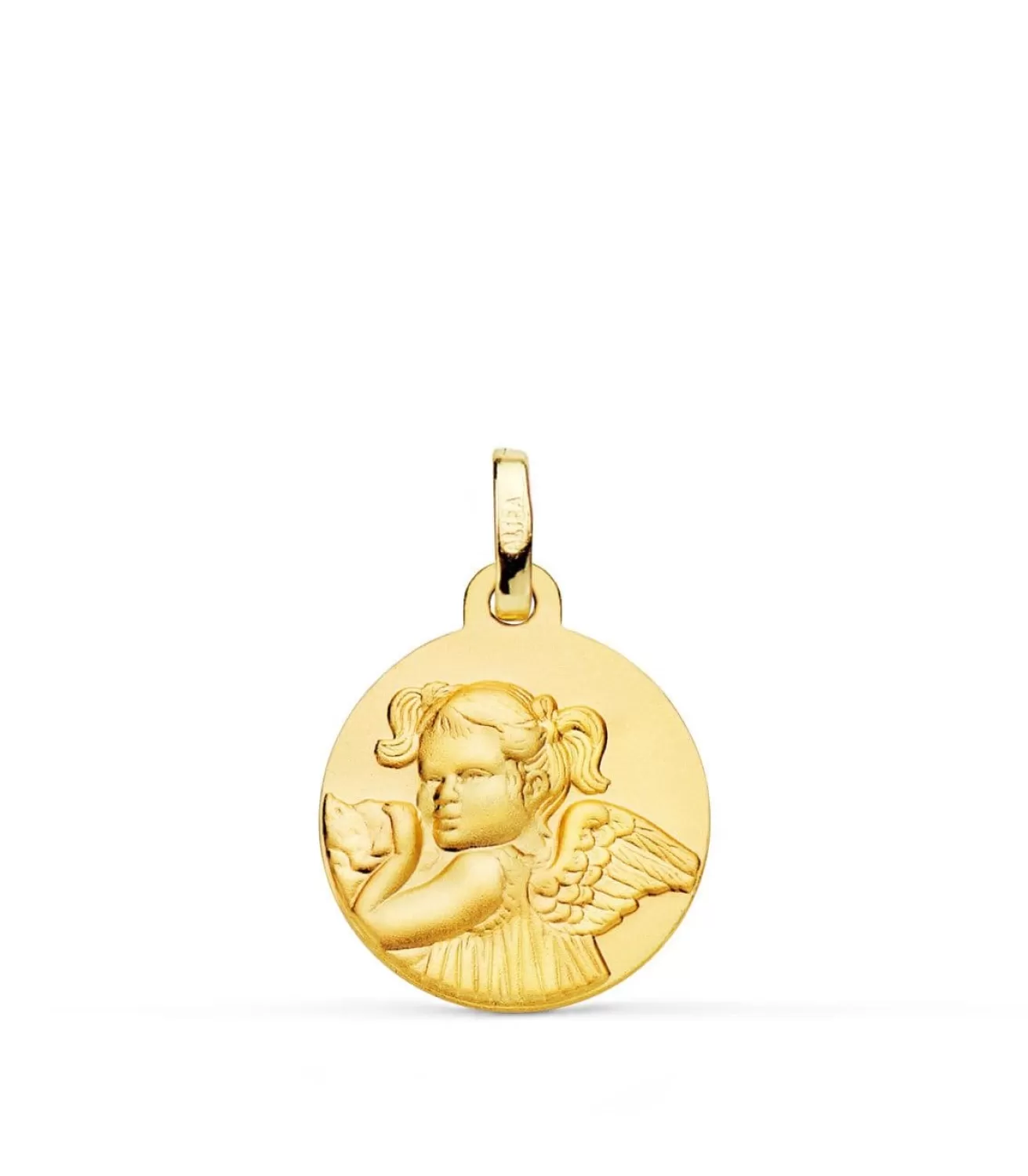 Medalla Niña Ángel Oro 18K 16Mm Mate<Alda Joyeros Online