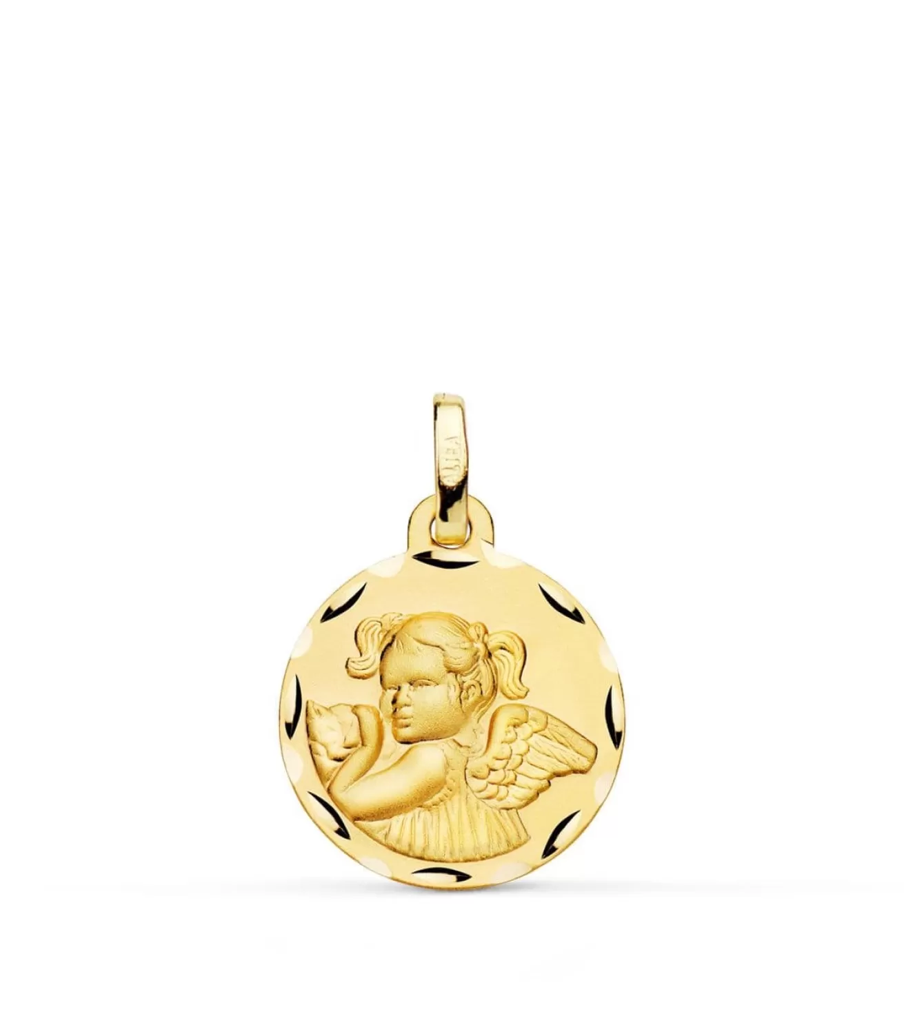 Medalla Niña Ángel Oro 18K 16Mm Tallada<Alda Joyeros Store