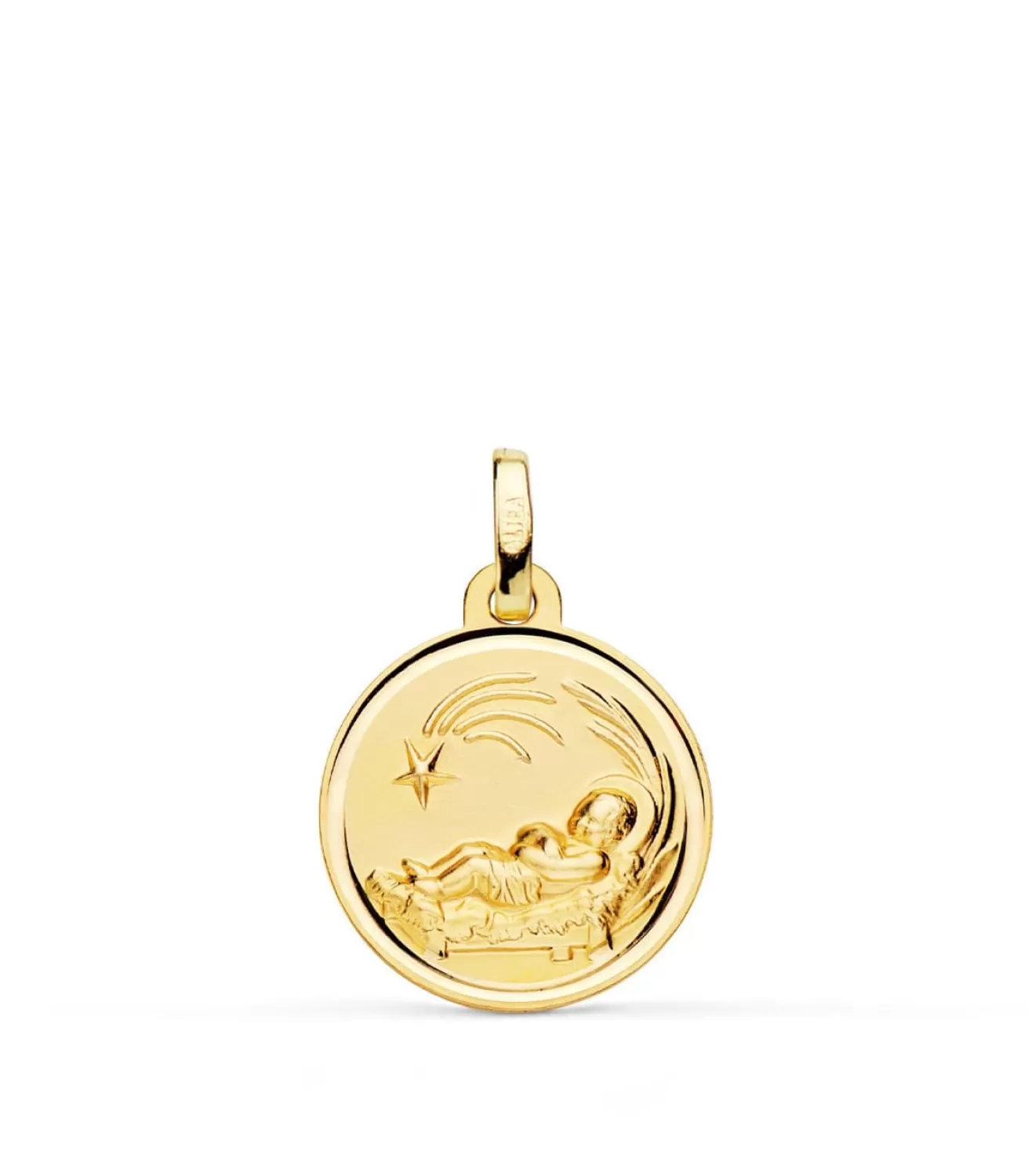 Medalla Nino Del Pesebre Oro 18K 16Mm Bisel<Alda Joyeros Online