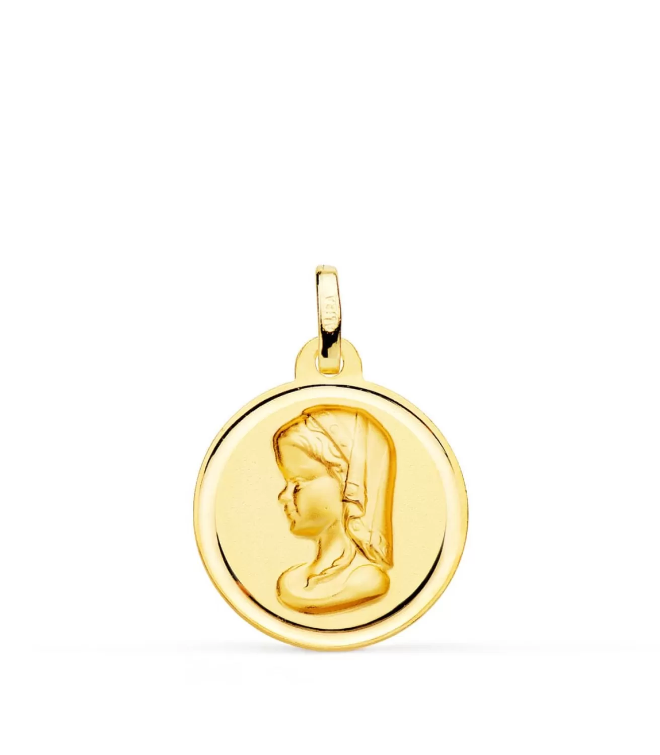 Medalla Oro 18K Virgen Niña Bisel 18Mm<Alda Joyeros Online