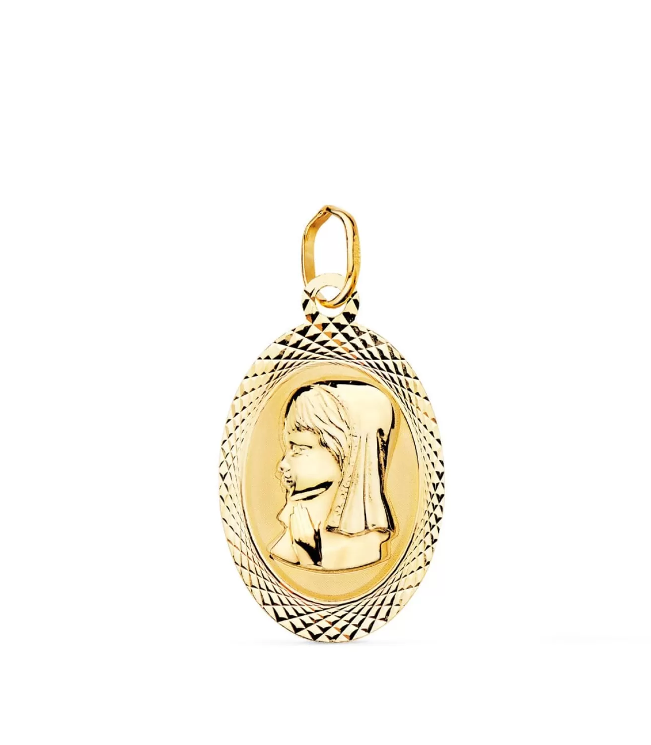 Medalla Oval Brillo Y Mate Oro 18K Virgen Niña 18Mm<Alda Joyeros Clearance