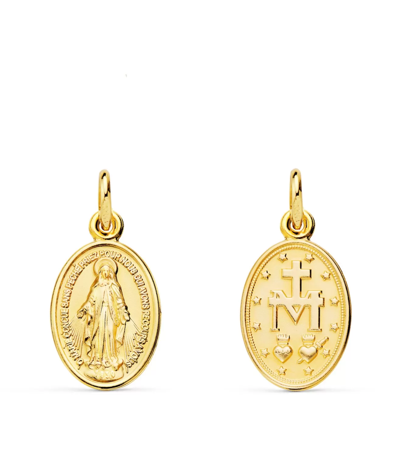 Medalla Oval Virgen Milagrosa Oro 18K 14Mm<Alda Joyeros Online