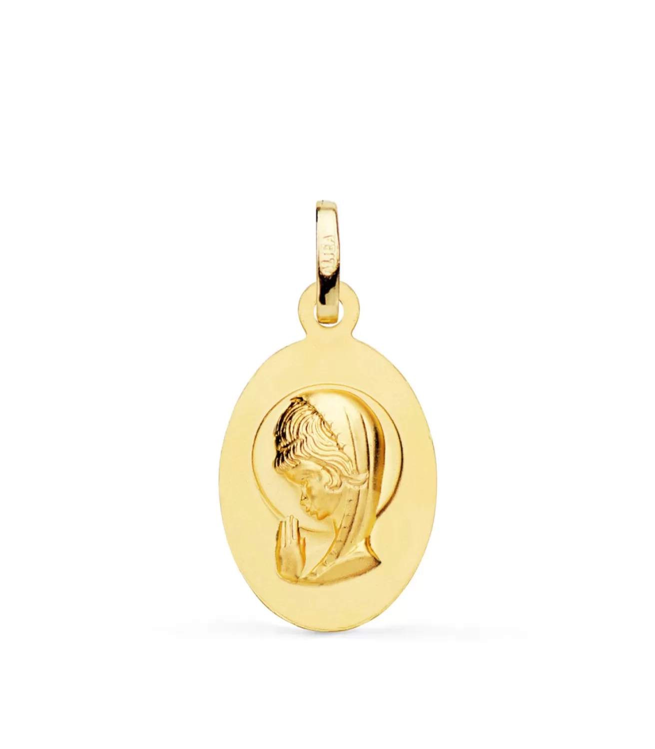 Medalla Oval Virgen Niña 18K Mate 19 Mm<Alda Joyeros Online