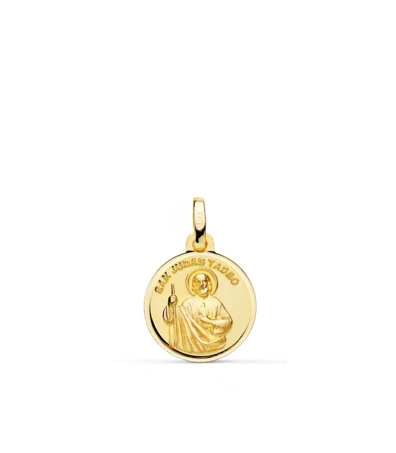 Medalla San Judas Tadeo Oro 18K 14Mm Bisel<Alda Joyeros Shop