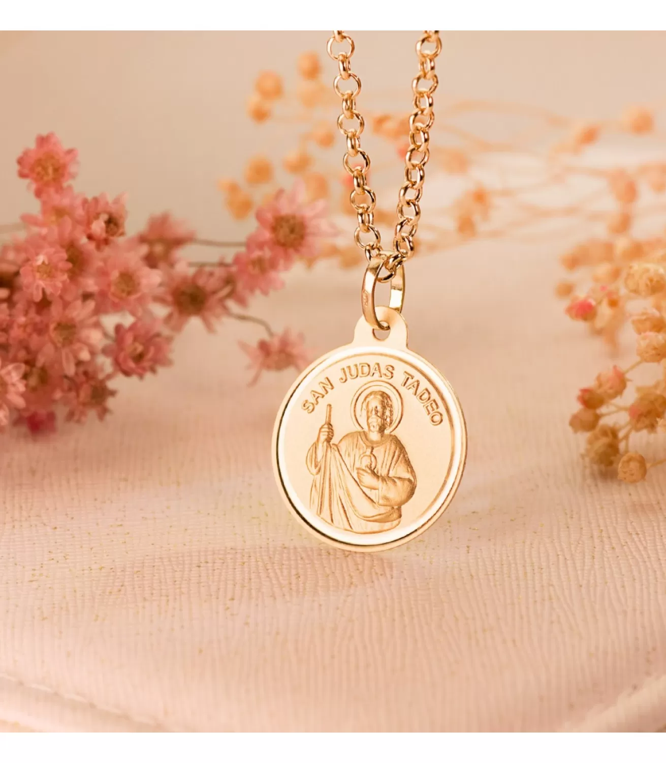 Medalla San Judas Tadeo Oro 18K 24Mm Bisel<Alda Joyeros Fashion