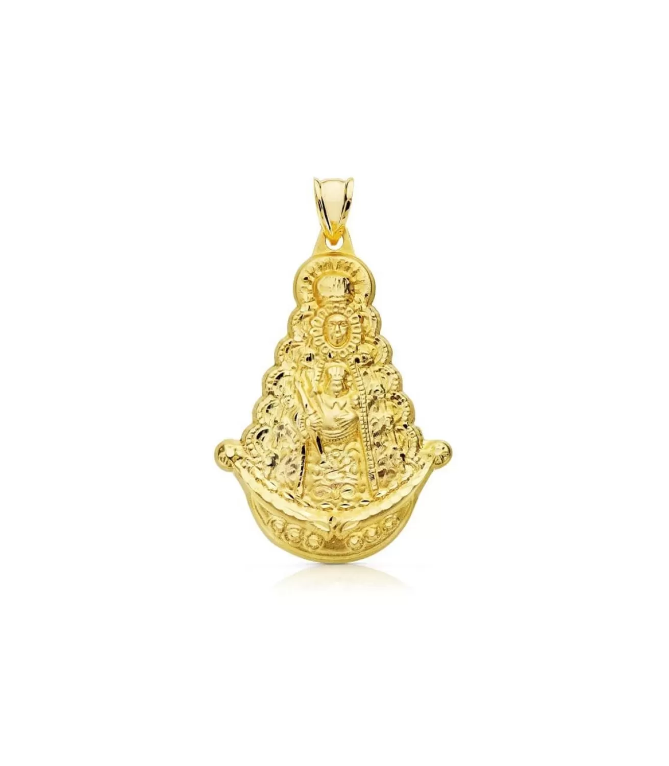 Medalla Silueta Virgen Del Rocio Oro 18K 40Mm<Alda Joyeros Online