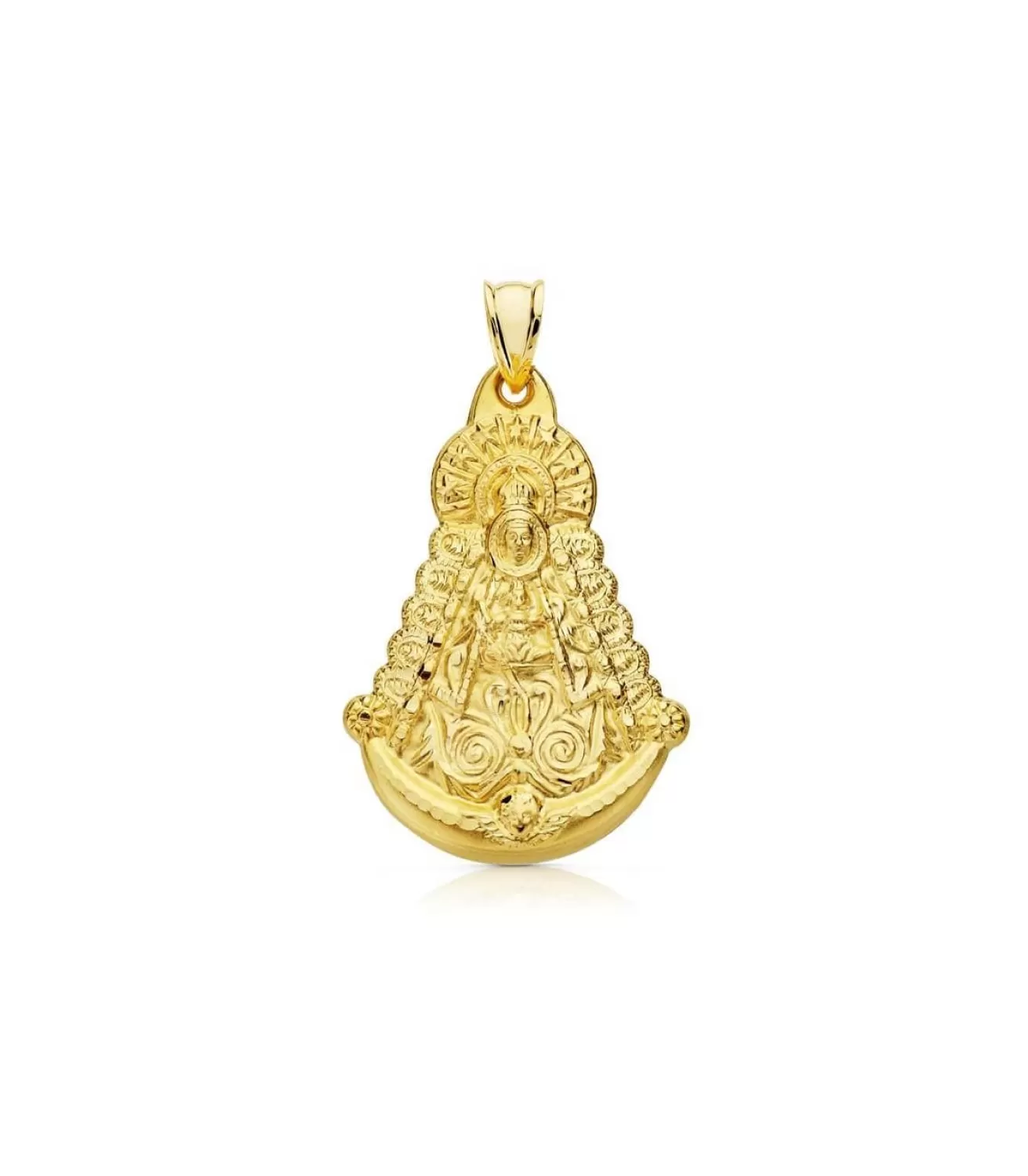 Medalla Silueta Virgen Rocio Oro 18K 35Mm<Alda Joyeros Online
