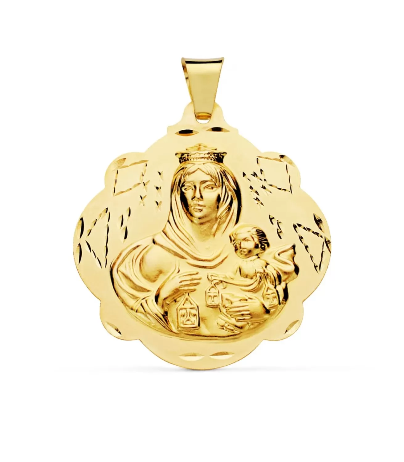 Medalla Virgen Carmen Oro 18 K 42 Mm Pandereta<Alda Joyeros Hot