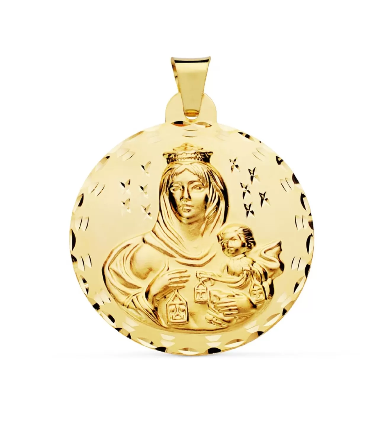 Medalla Virgen Carmen Oro 18K 42Mm Tallada<Alda Joyeros Online