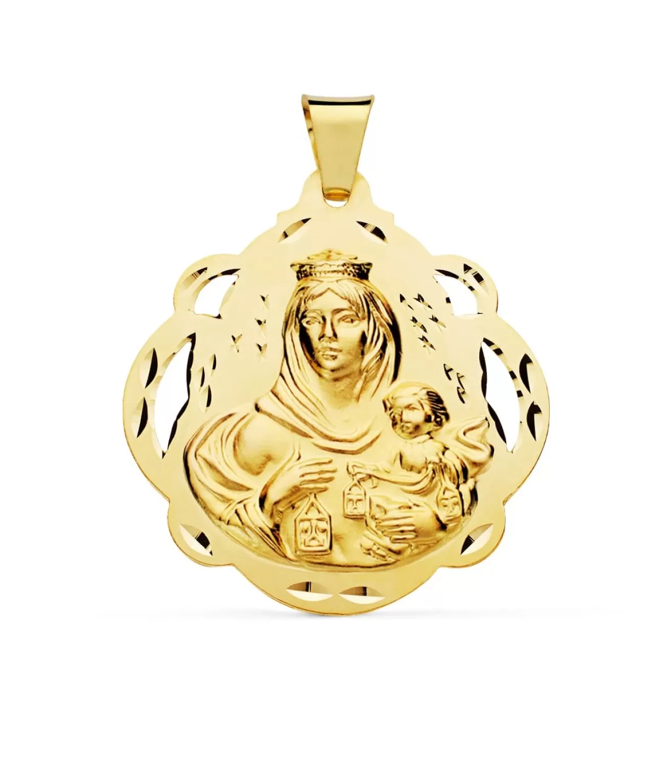 Medalla Virgen Carmen Oro 18K Pandereta 42Mm<Alda Joyeros Flash Sale
