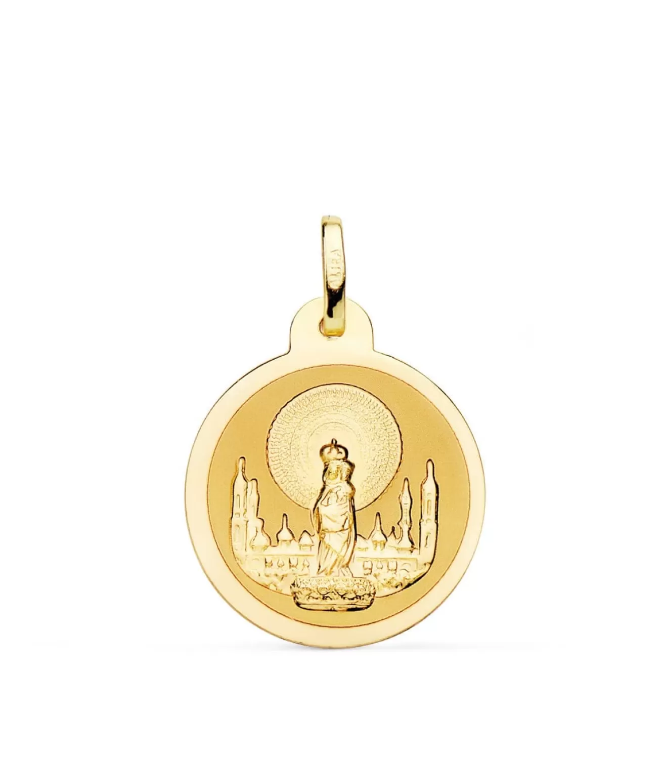 Medalla Virgen Del Pilar 18 Ktes 20Mm Brillo<Alda Joyeros New