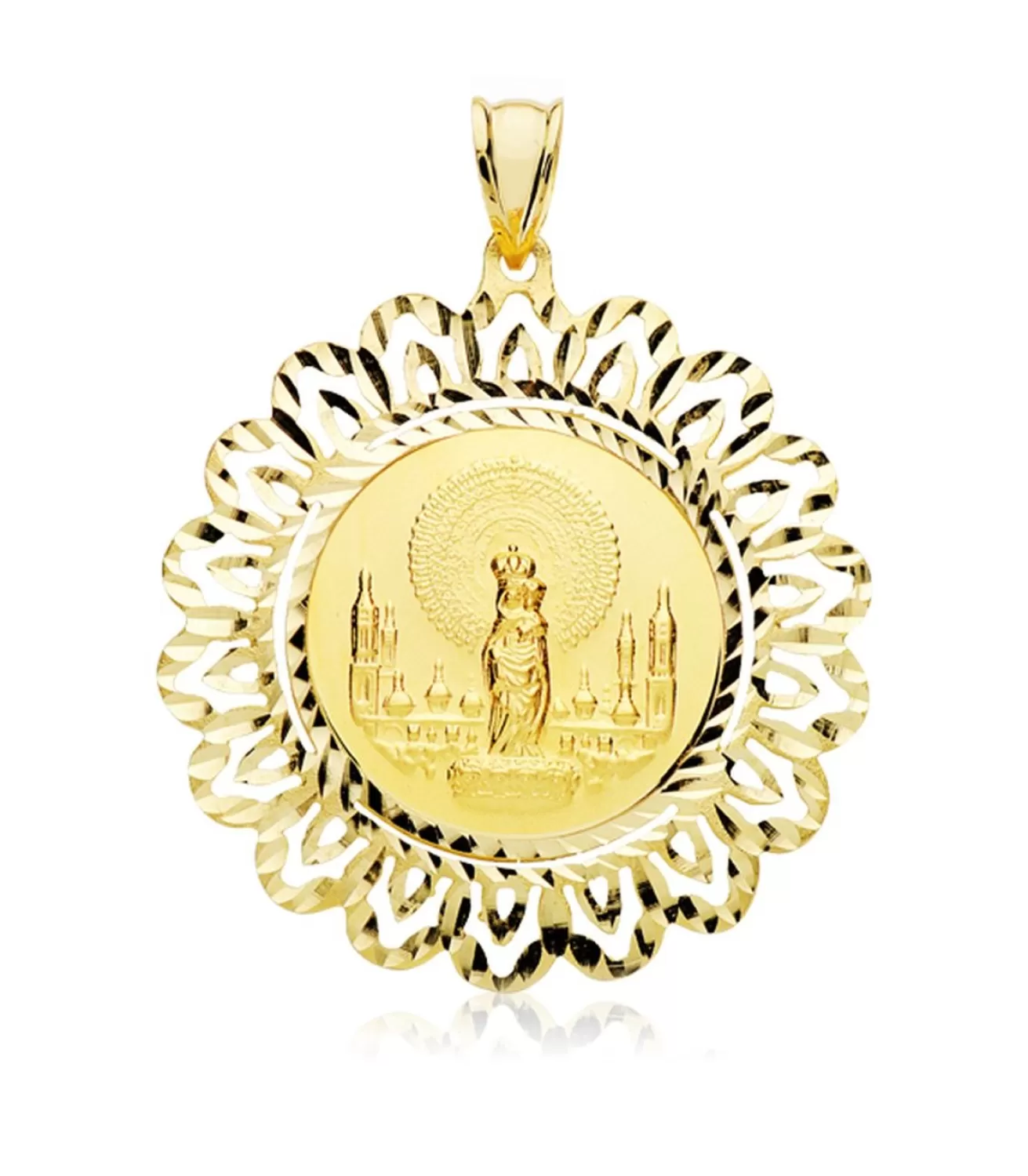 Medalla Virgen Del Pilar 18K 40Mm Cerco<Alda Joyeros Discount