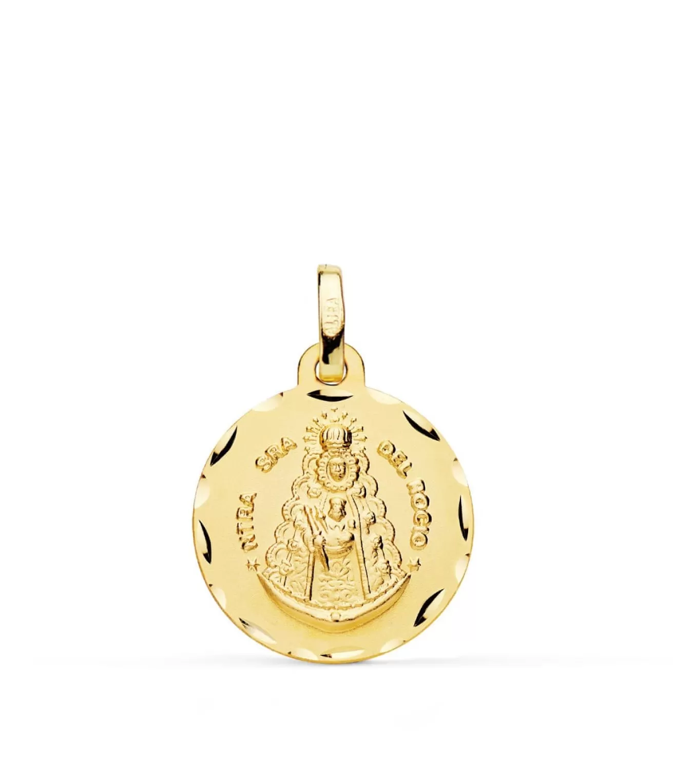 Medalla Virgen Del Rocio Oro 18K Tallada 18Mm<Alda Joyeros Store