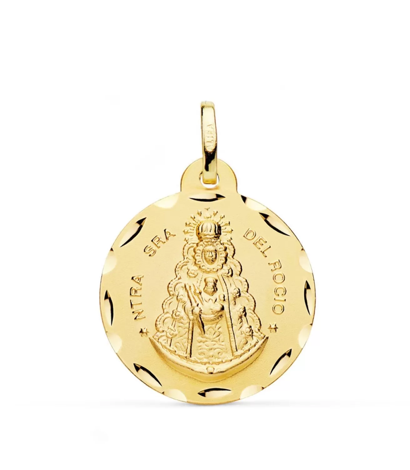 Medalla Virgen Del Rocio Oro 18K Tallada 24 Mm<Alda Joyeros Hot