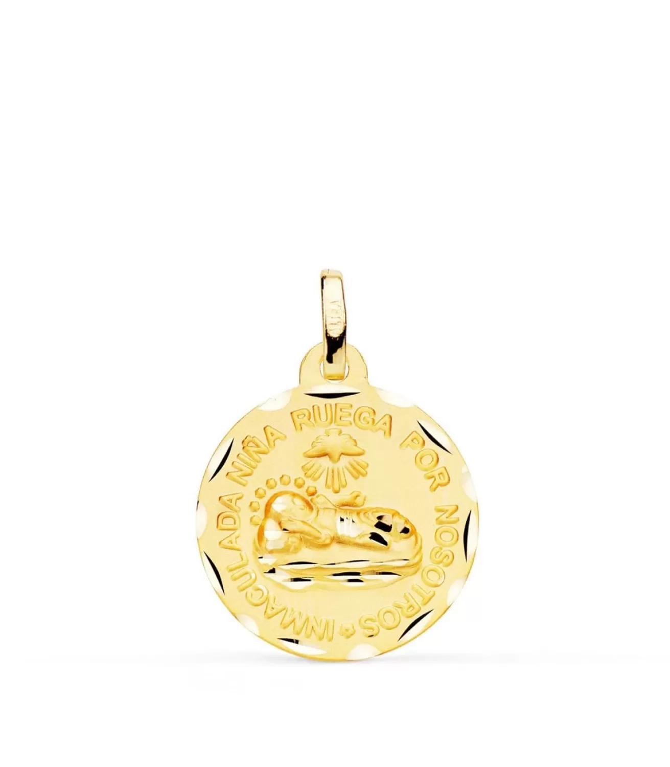 Medalla Virgen Inmaculada Niña Oro 18K 18Mm Tallada<Alda Joyeros Shop