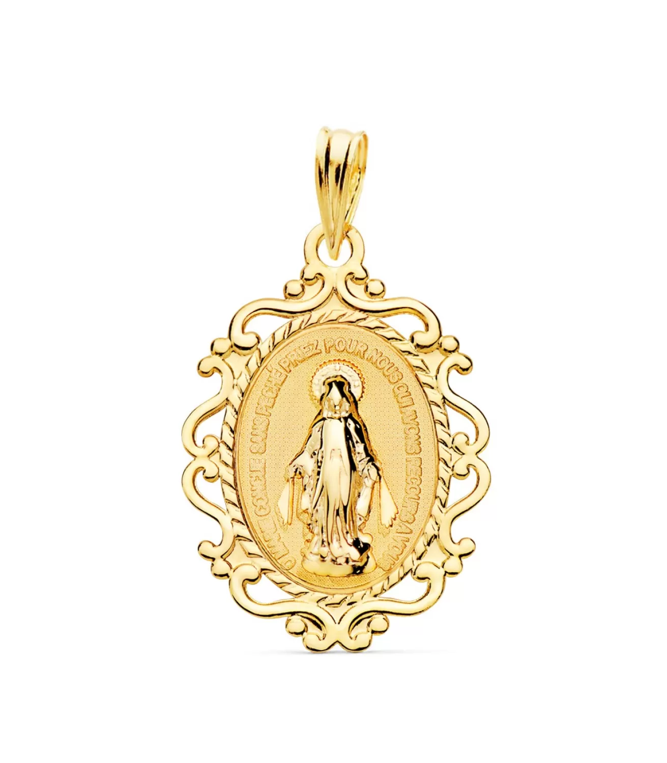 Medalla Virgen Milagrosa Francesa Oro 18K 23 Mm<Alda Joyeros Online