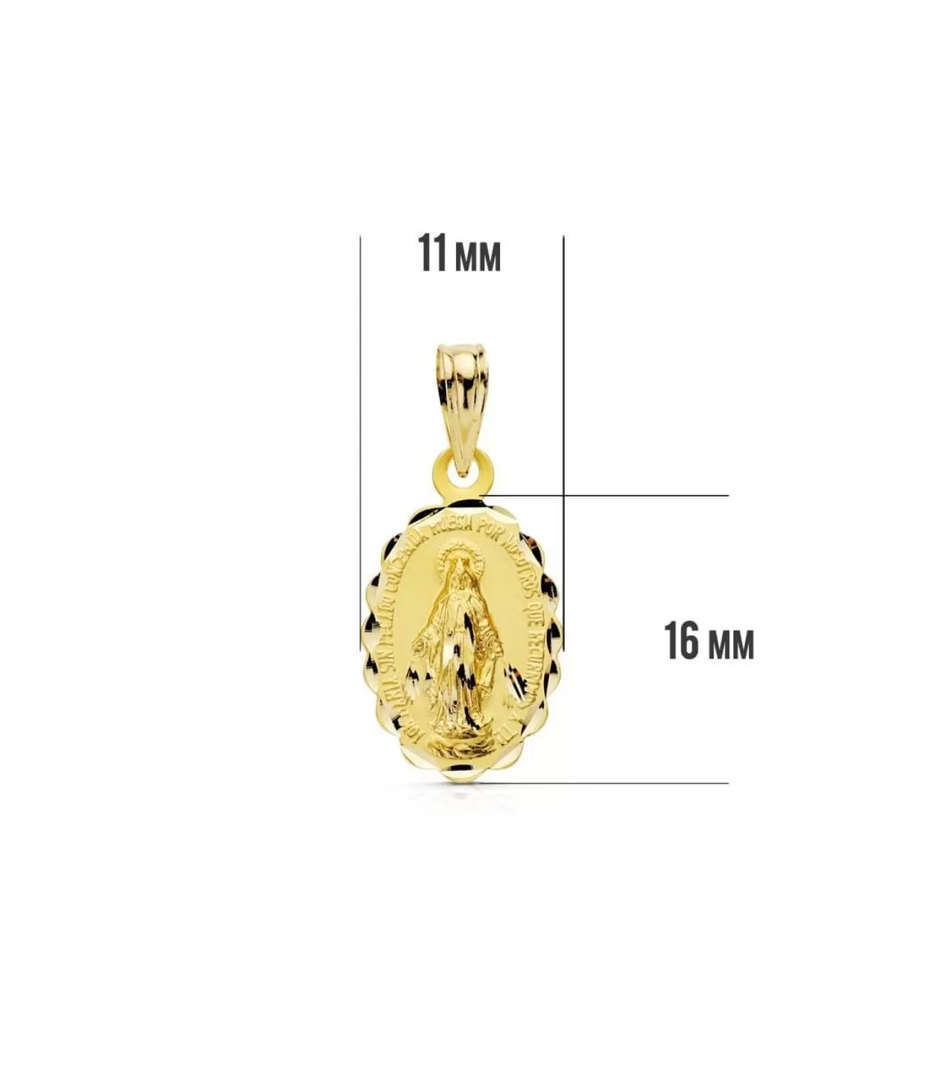 Medalla Virgen Milagrosa Oro 18K 15Mm Tallada<Alda Joyeros Flash Sale