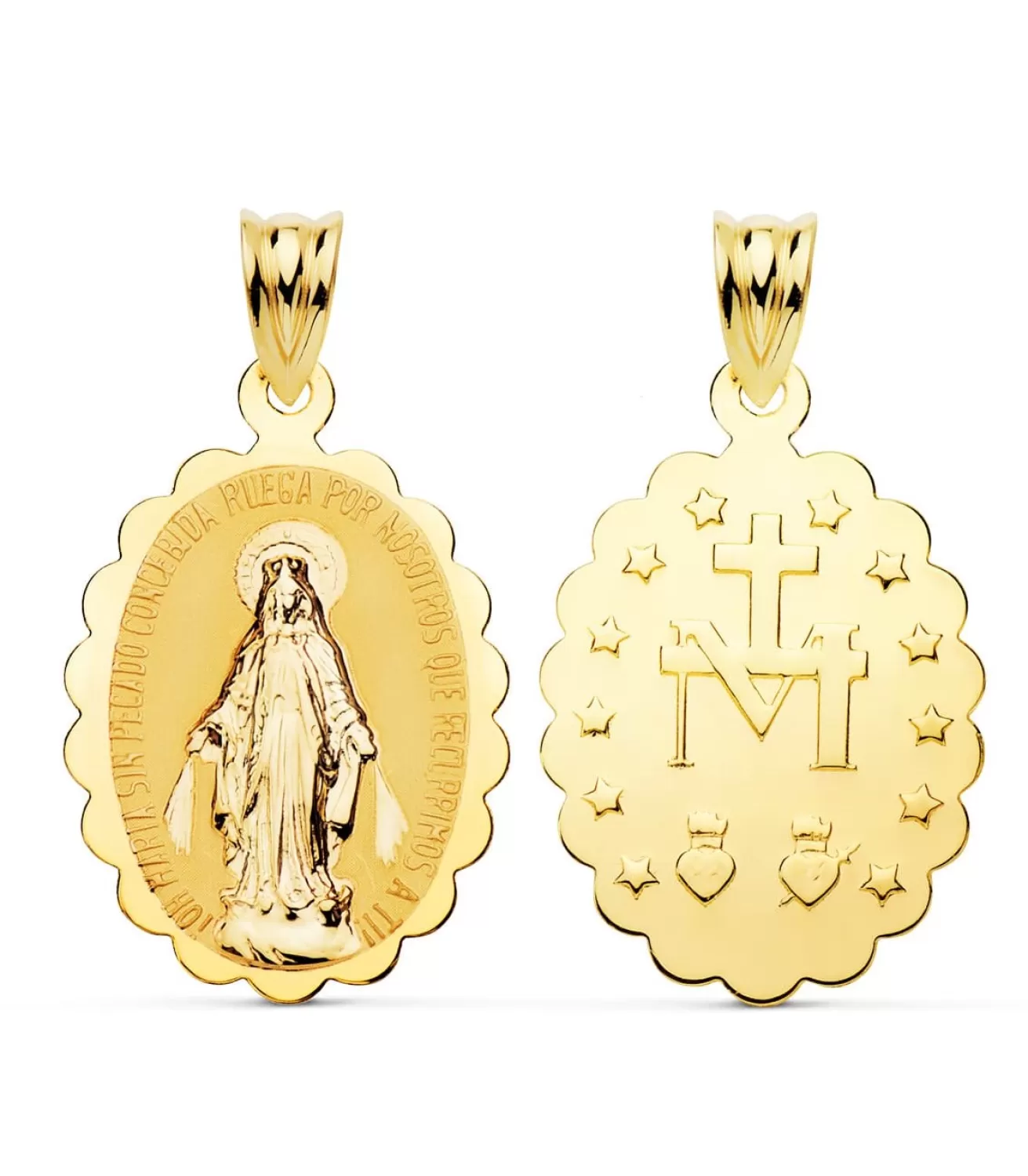 Medalla Virgen Milagrosa Oro 18K 25Mm Brillo<Alda Joyeros Online