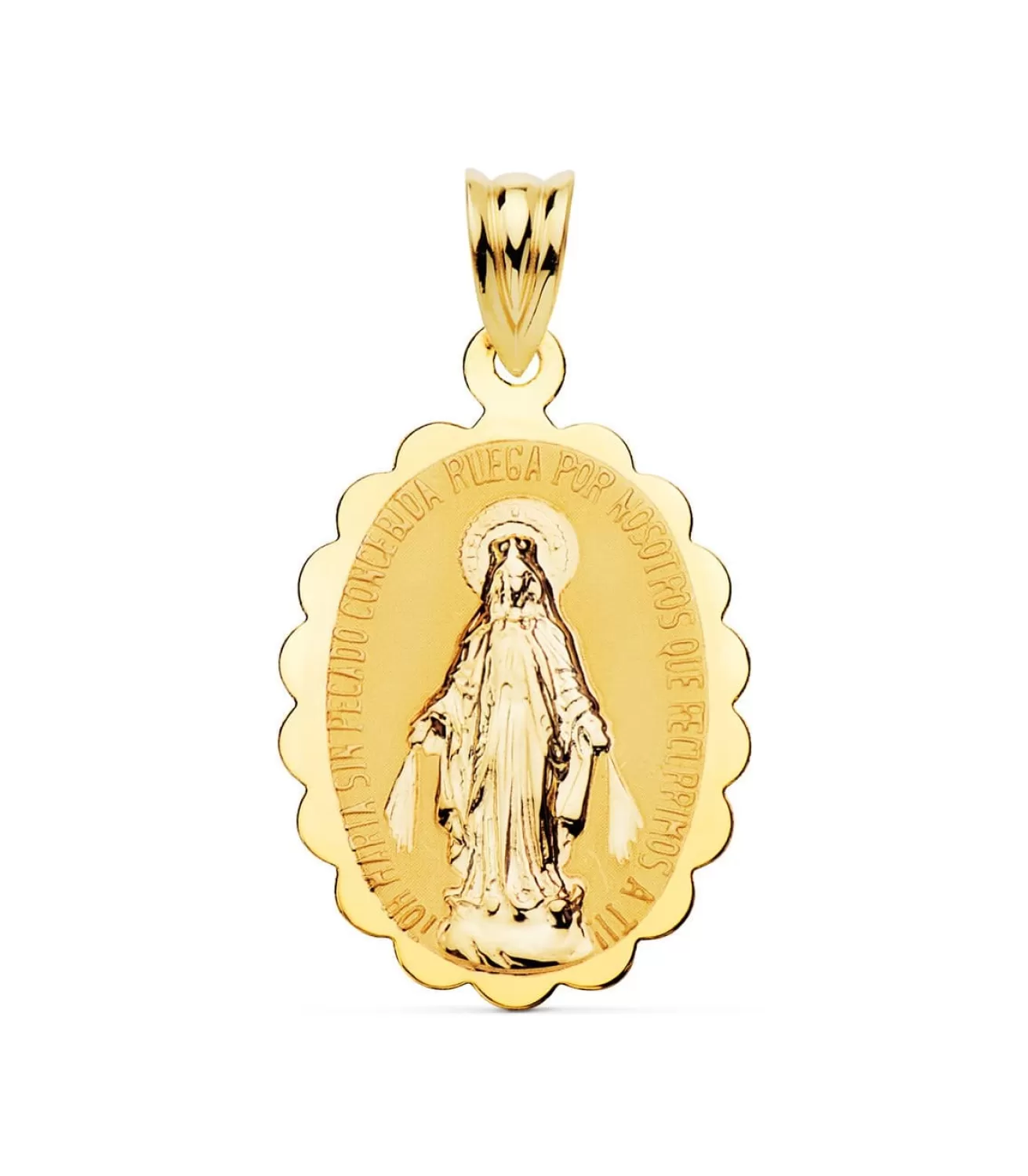 Medalla Virgen Milagrosa Oro 18K 25Mm Brillo<Alda Joyeros Online