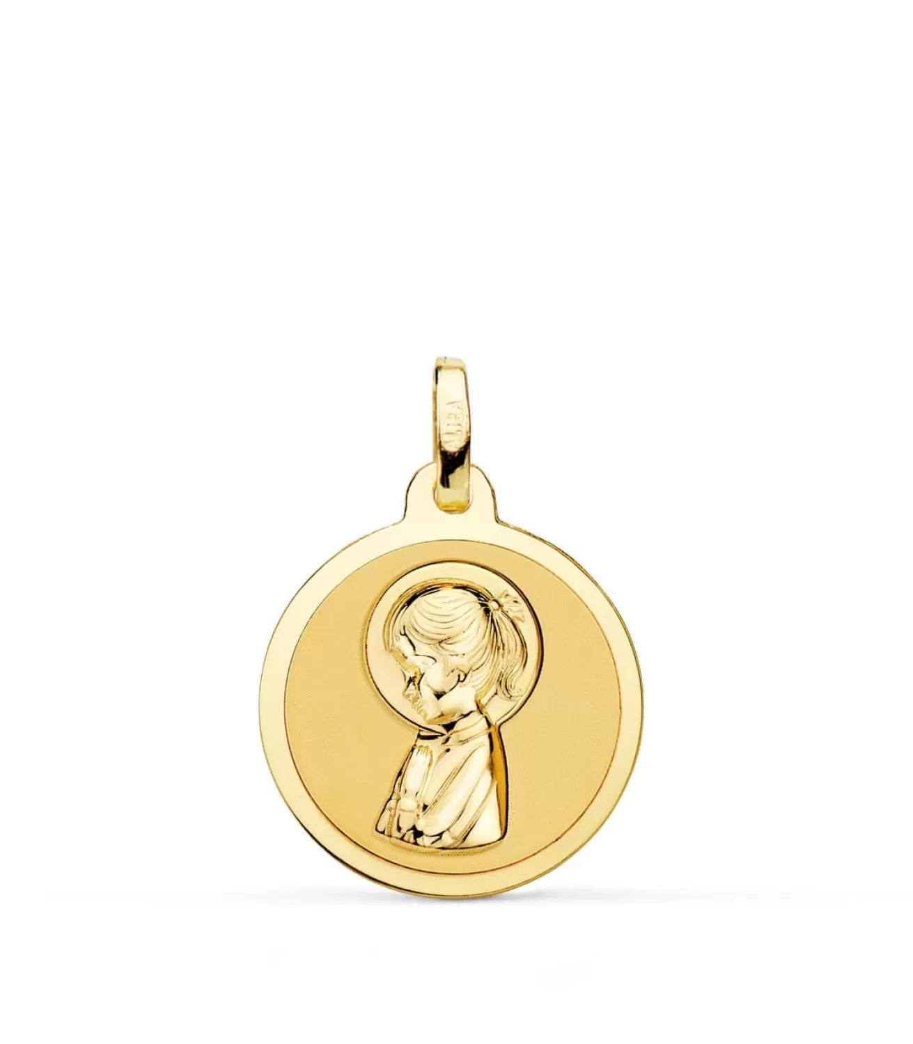Medalla Virgen Niña Brillo 18 Ktes 18 Mm<Alda Joyeros New