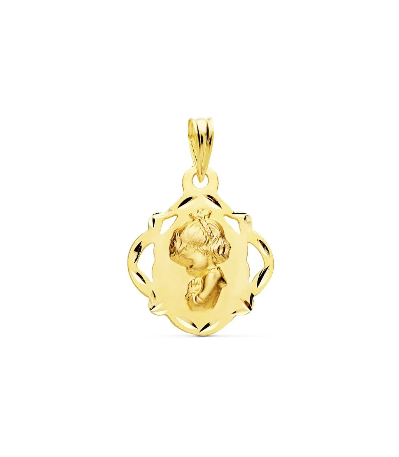 Medalla Virgen Niña Calada Oro Amarillo 18 K 16Mm<Alda Joyeros Cheap