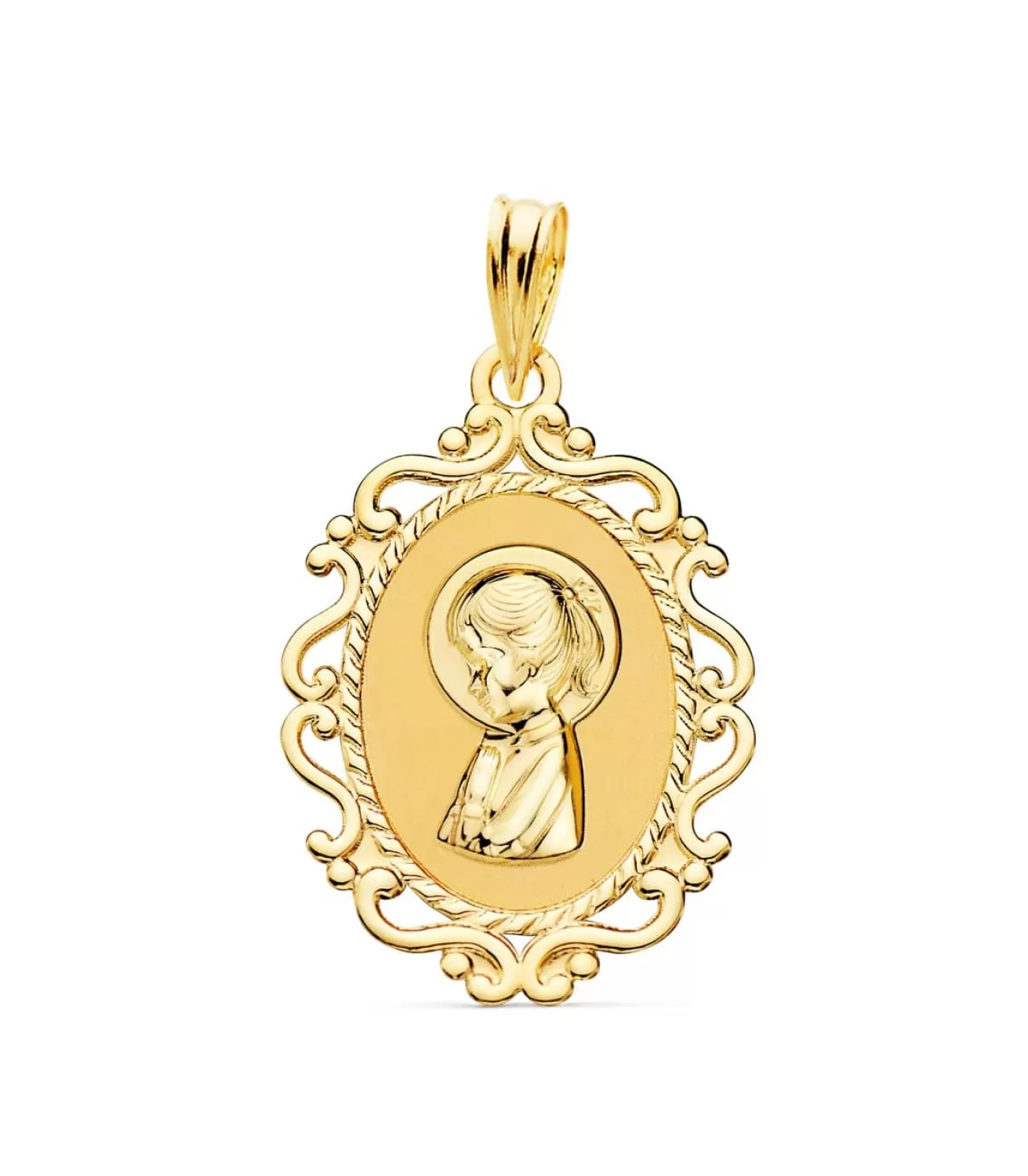 Medalla Virgen Niña Cerco 18 Ktes 23 Mm<Alda Joyeros Hot