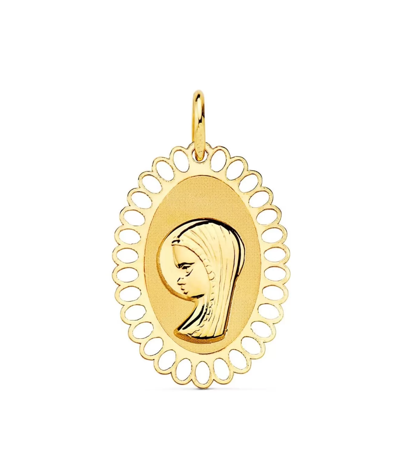 Medalla Virgen Niña Cerco Calado Oro 18K<Alda Joyeros Fashion