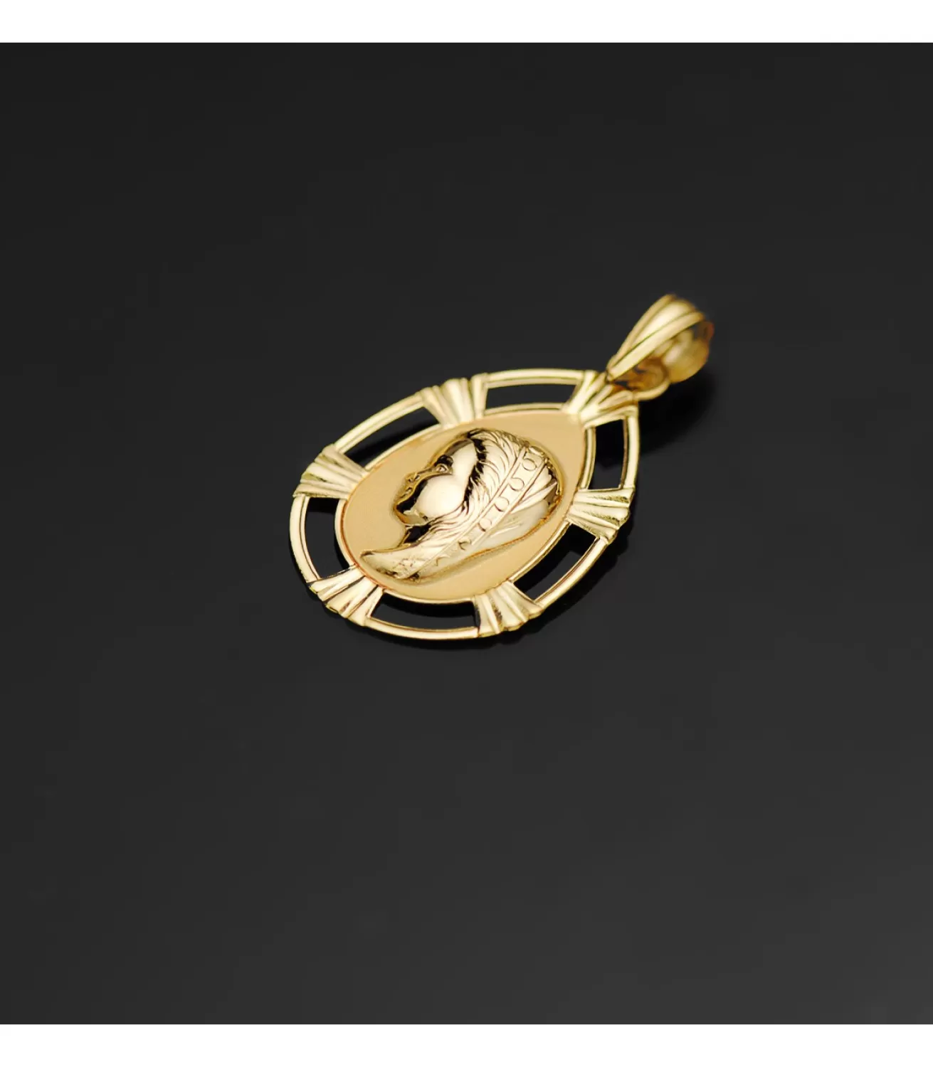 Medalla Virgen Niña Cerco Gota Oro 18K 23Mm<Alda Joyeros New