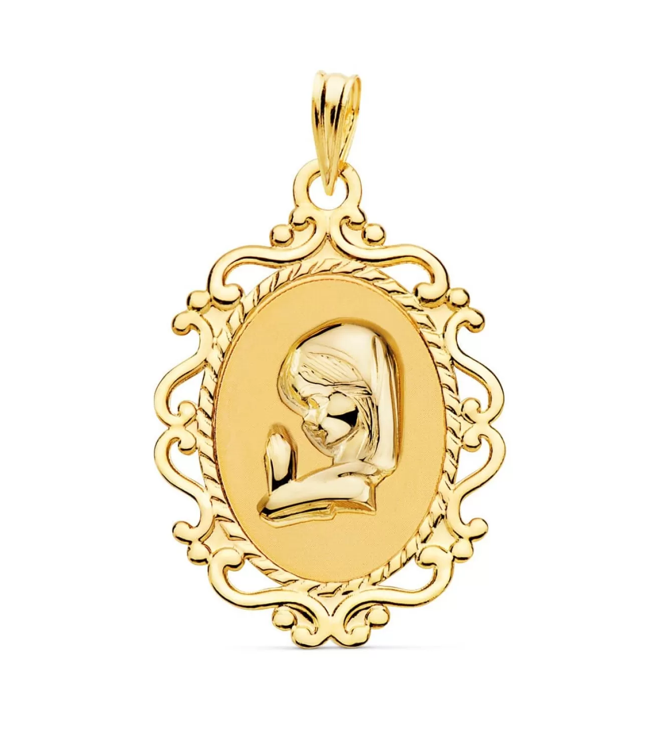 Medalla Virgen Niña Cerco Oro18 Ktes<Alda Joyeros New