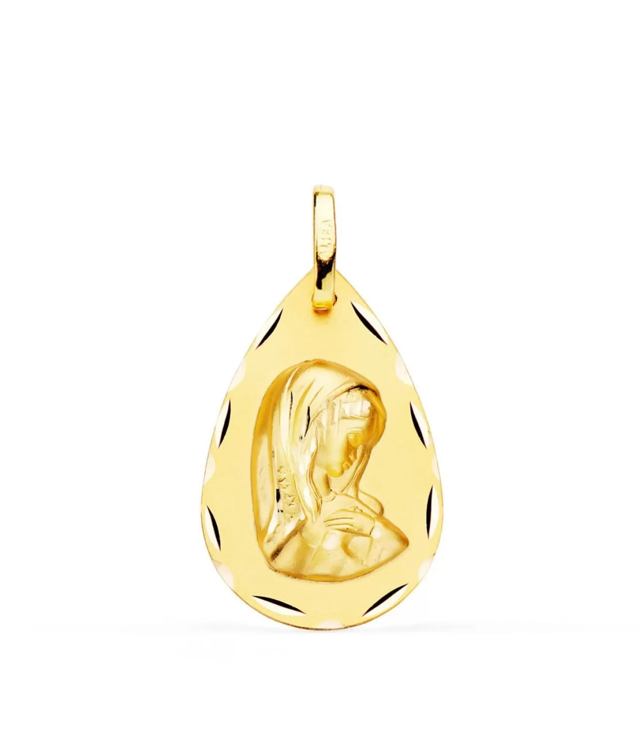 Medalla Virgen Niña Lagrima Oro Amarillo 18 K 21 Mm<Alda Joyeros Sale