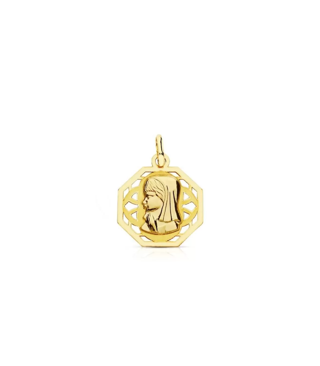 Medalla Virgen Niña Octogonal 18 Ktes<Alda Joyeros Store