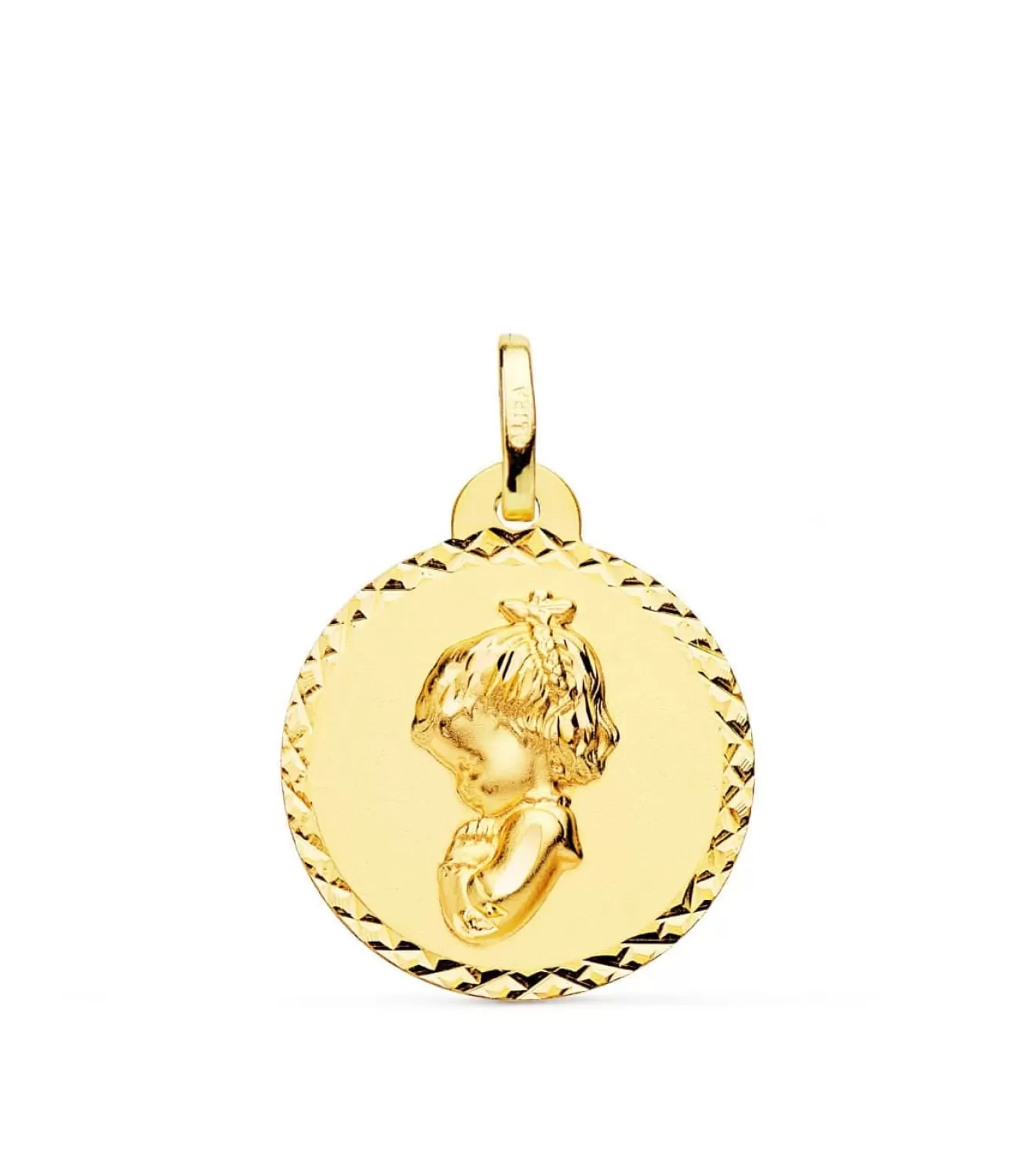 Medalla Virgen Niña Oracion Talla Oro 18K 20Mm<Alda Joyeros Hot