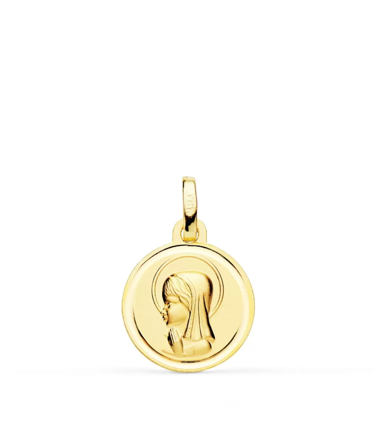 Medalla Virgen Niña Oro 18K 14Mm Bisel<Alda Joyeros Online