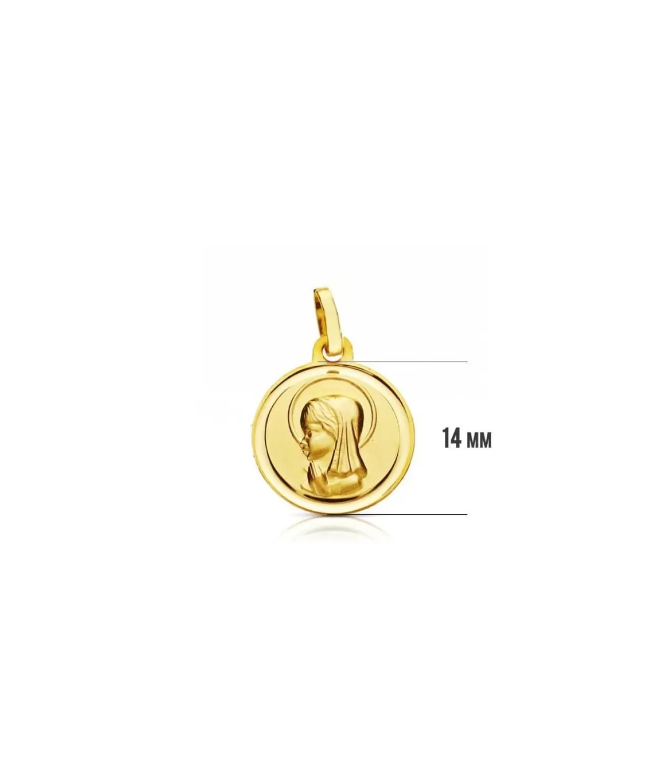 Medalla Virgen Niña Oro 18K 14Mm Bisel<Alda Joyeros Online