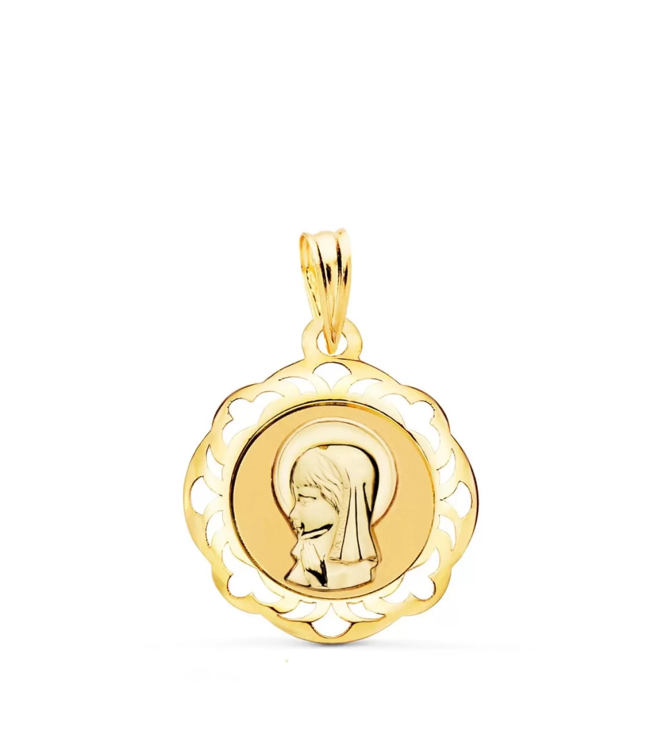 Medalla Virgen Niña Oro 18K 18Mm Orla Oracion<Alda Joyeros Cheap