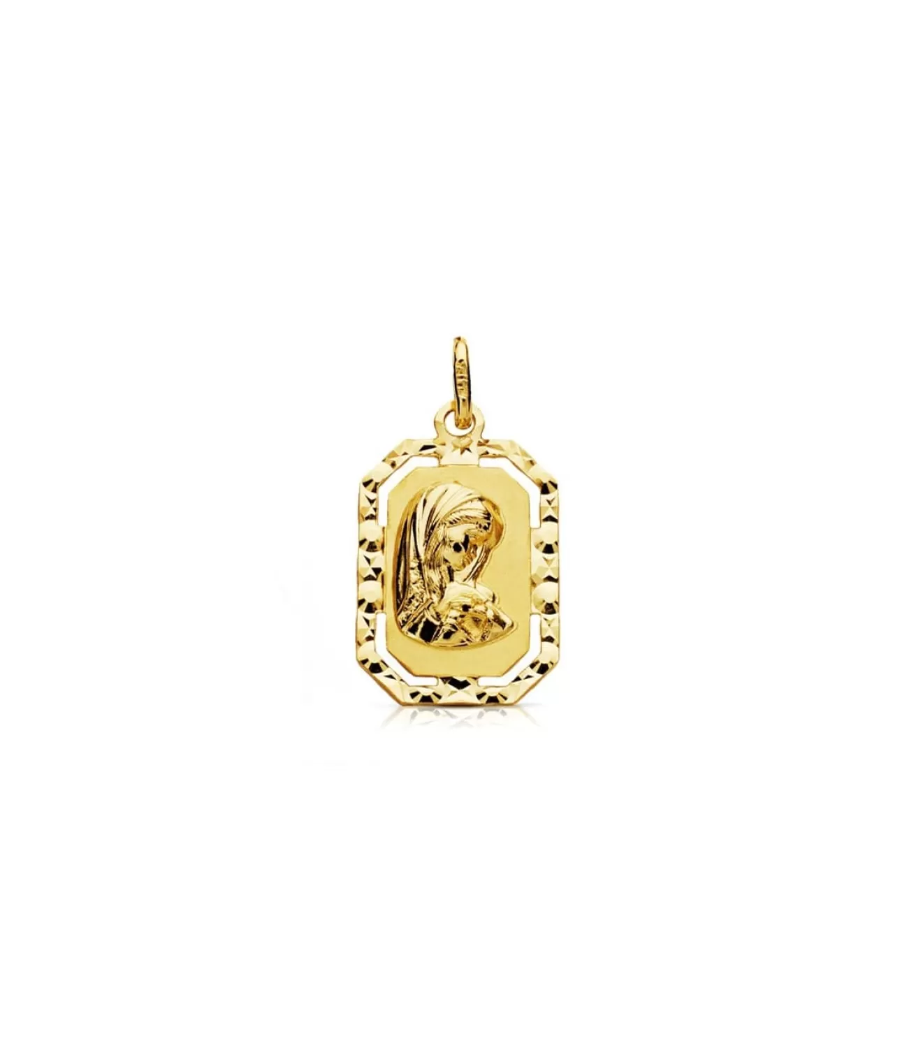 Medalla Virgen Niña Oro 18K Octogonal<Alda Joyeros Online