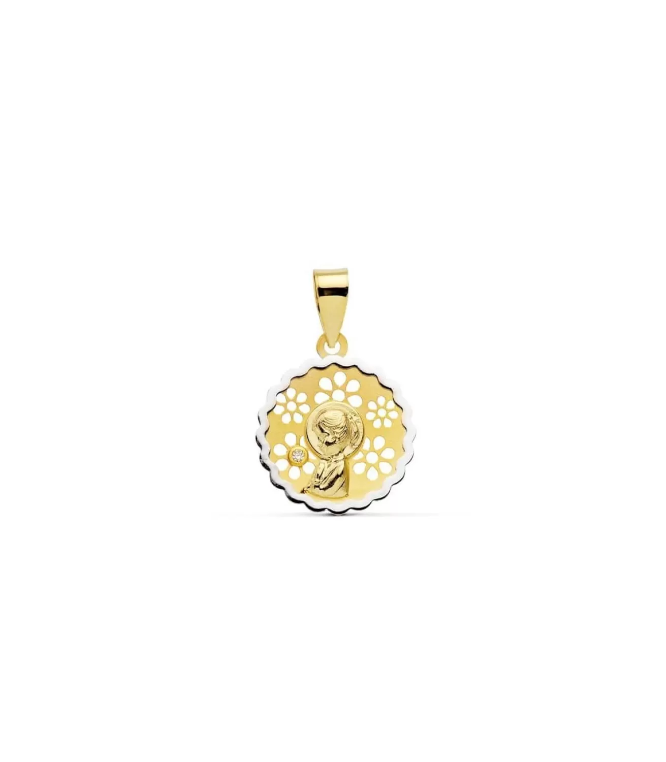 Medalla Virgen Niña Oro Bicolor 18K 15Mm<Alda Joyeros Cheap