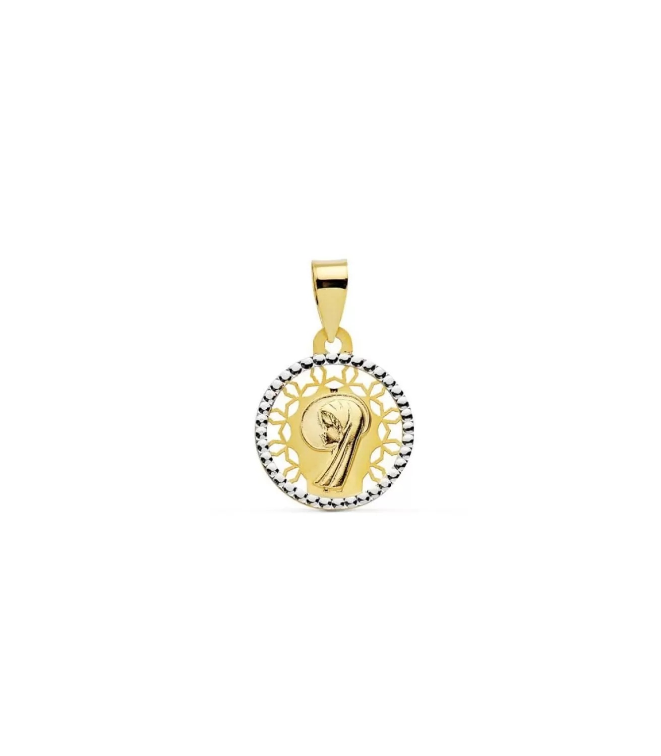Medalla Virgen Niña Oro Bicolor 18K 15Mm<Alda Joyeros New