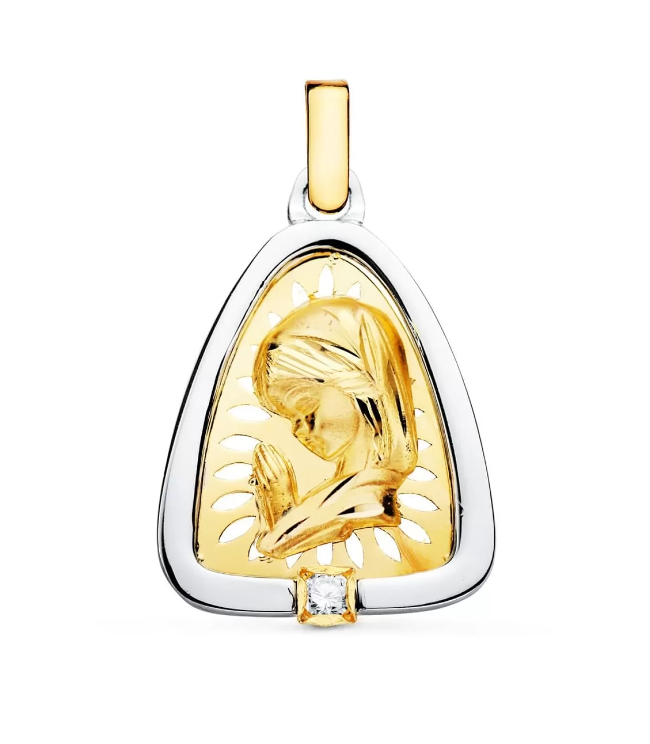 Medalla Virgen Niña Oro Y Plata Triangular<Alda Joyeros Shop