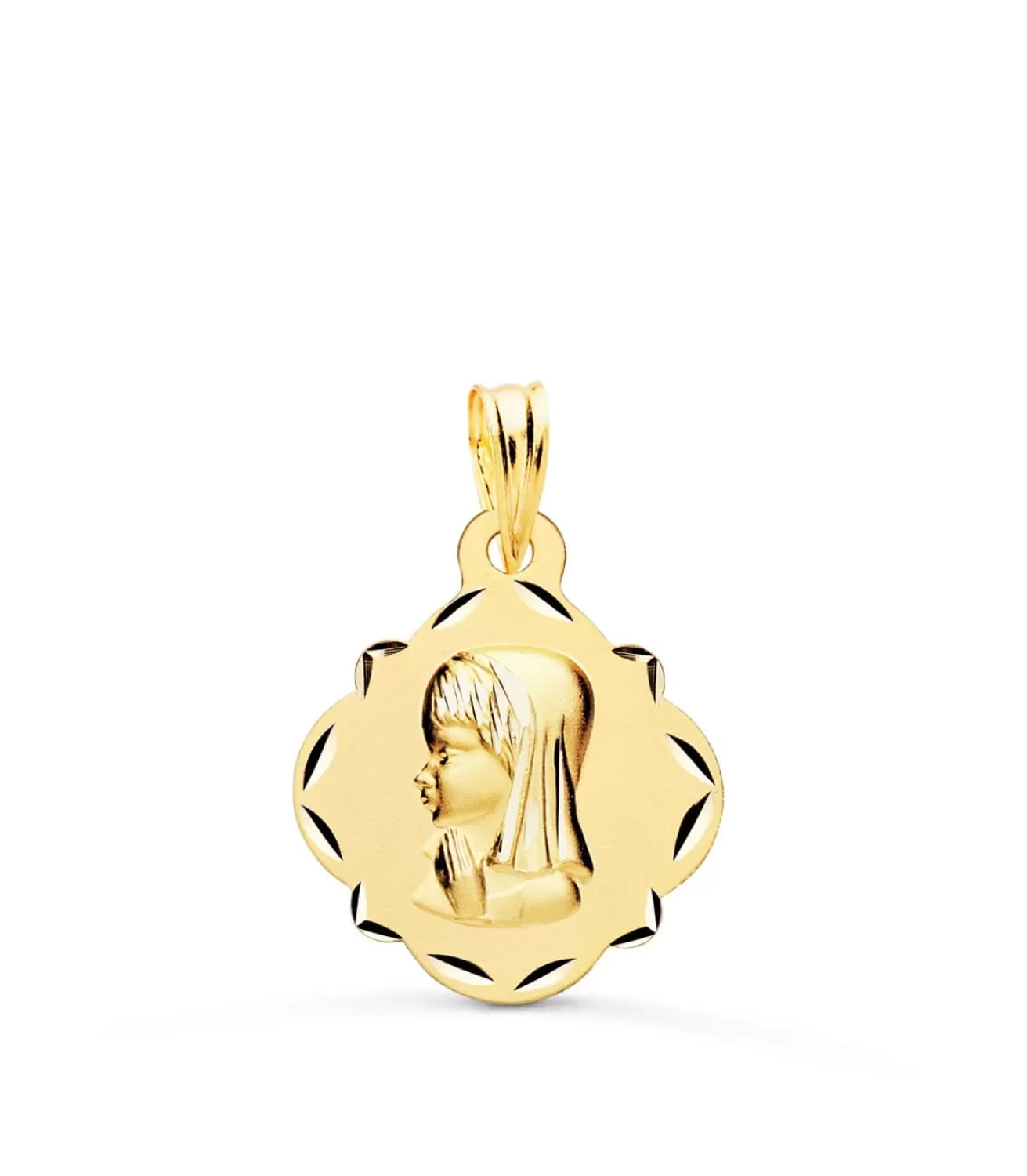 Medalla Virgen Niña Pandereta Oro Amarillo 9K 16Mm<Alda Joyeros Cheap
