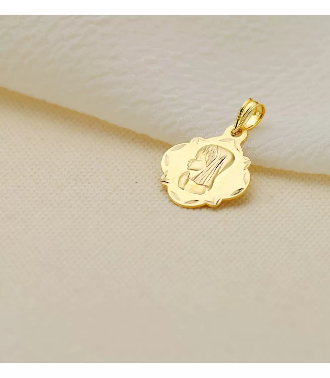 Medalla Virgen Niña Pandereta Oro Amarillo 9K 16Mm<Alda Joyeros Cheap