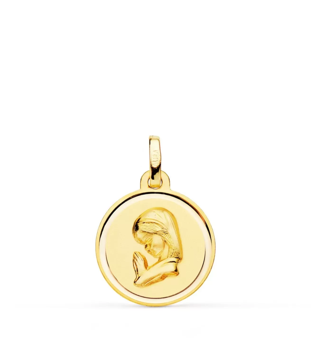 Medalla Virgen Niña Rezando 18K Bisel 16Mm<Alda Joyeros Best