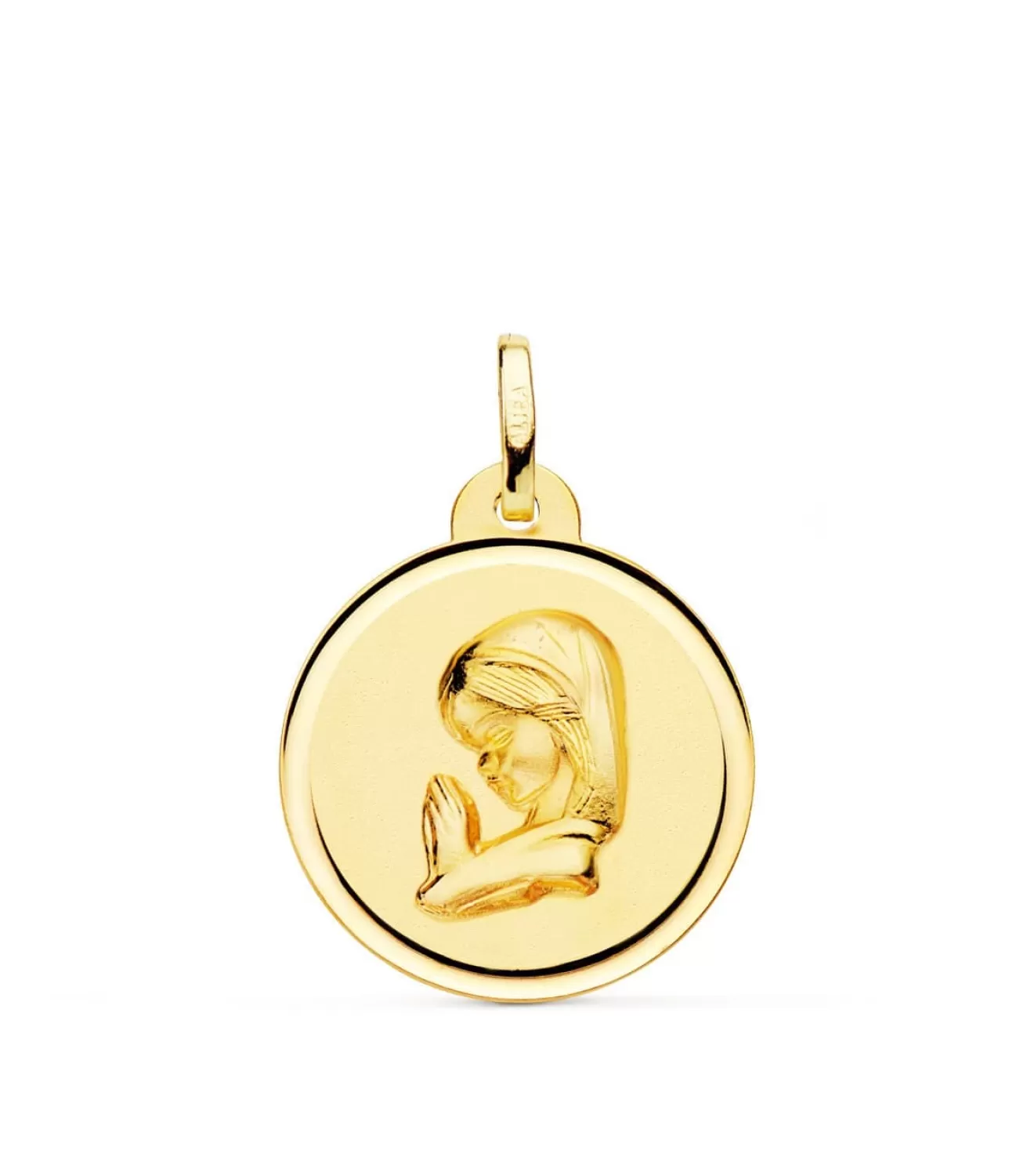 Medalla Virgen Niña Rezando 18K Bisel 20Mm<Alda Joyeros Clearance